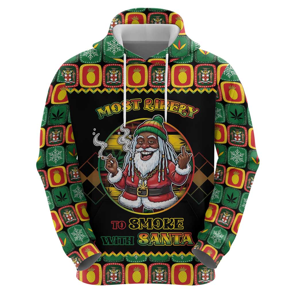 Jamaica Christmas Zip Hoodie Most Likely To Smoke With Santa - Wonder Print Shop