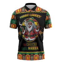 Jamaica Christmas Zipper Polo Shirt Most Likely To Smoke With Santa - Wonder Print Shop