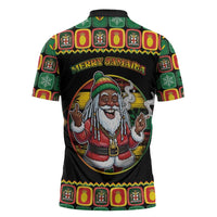 Jamaica Christmas Zipper Polo Shirt Most Likely To Smoke With Santa - Wonder Print Shop
