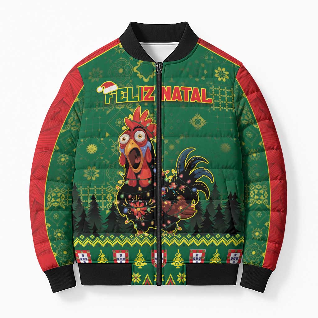 Portugal Christmas Bomber Puffer Jacket Funny Galo De Barcelos - Wonder Print Shop