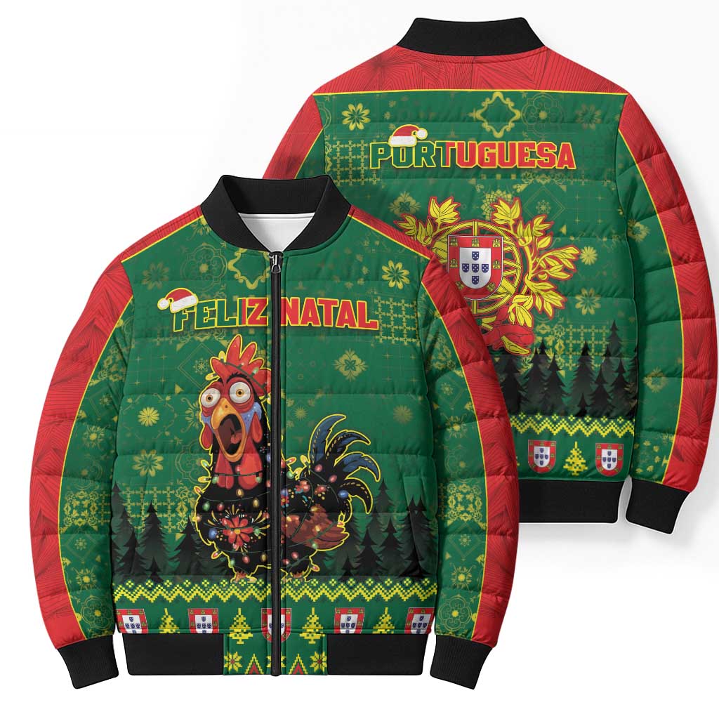 Portugal Christmas Bomber Puffer Jacket Funny Galo De Barcelos - Wonder Print Shop