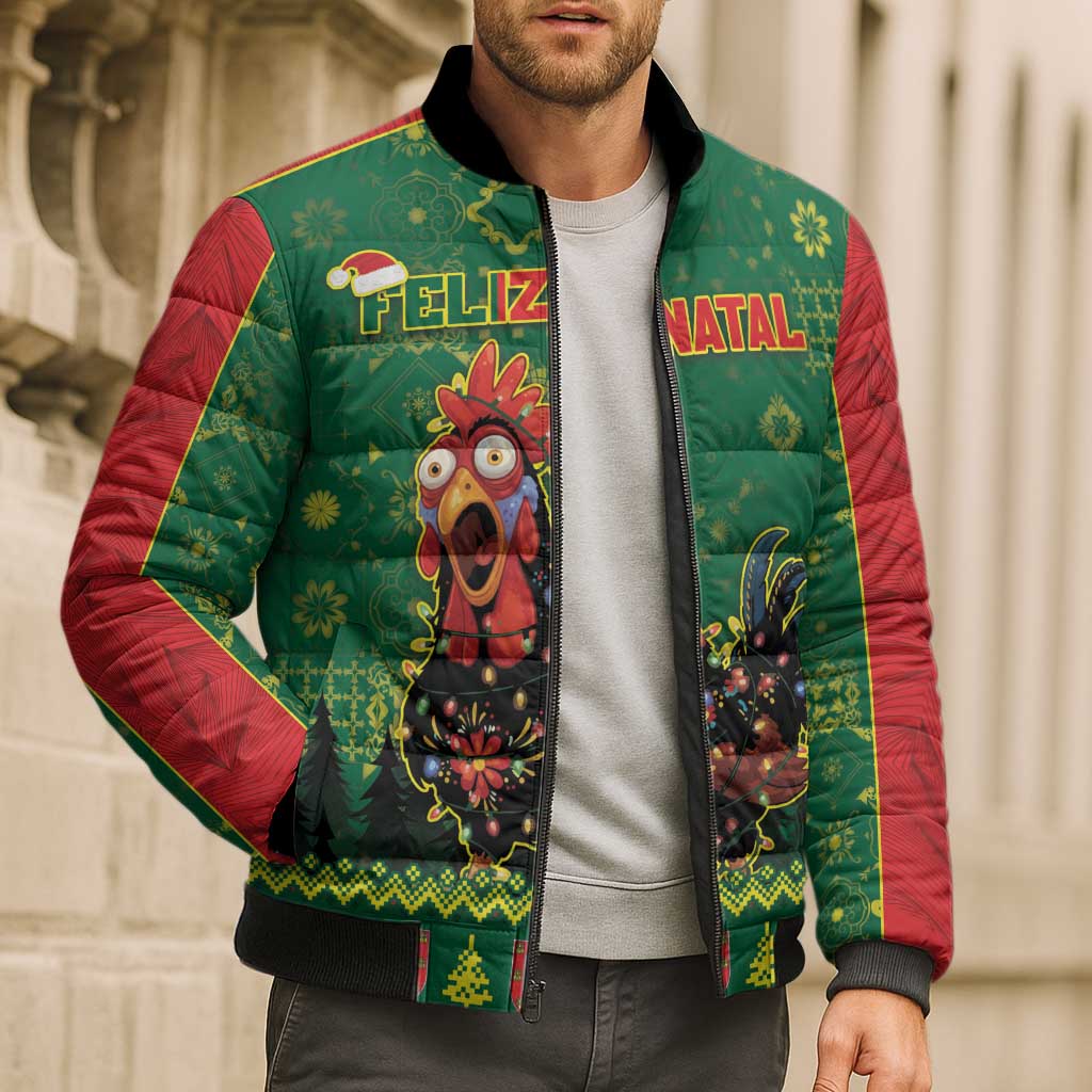 Portugal Christmas Bomber Puffer Jacket Funny Galo De Barcelos - Wonder Print Shop
