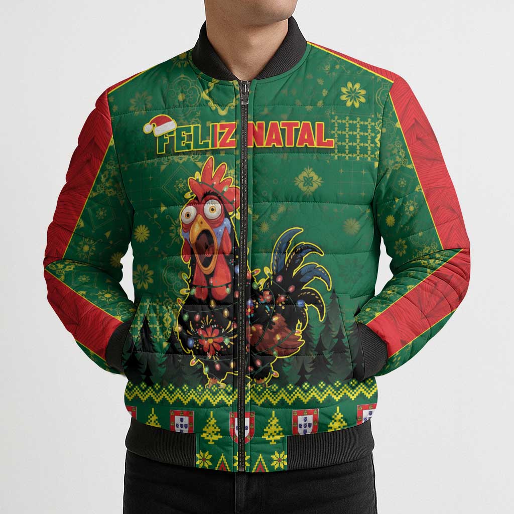 Portugal Christmas Bomber Puffer Jacket Funny Galo De Barcelos - Wonder Print Shop
