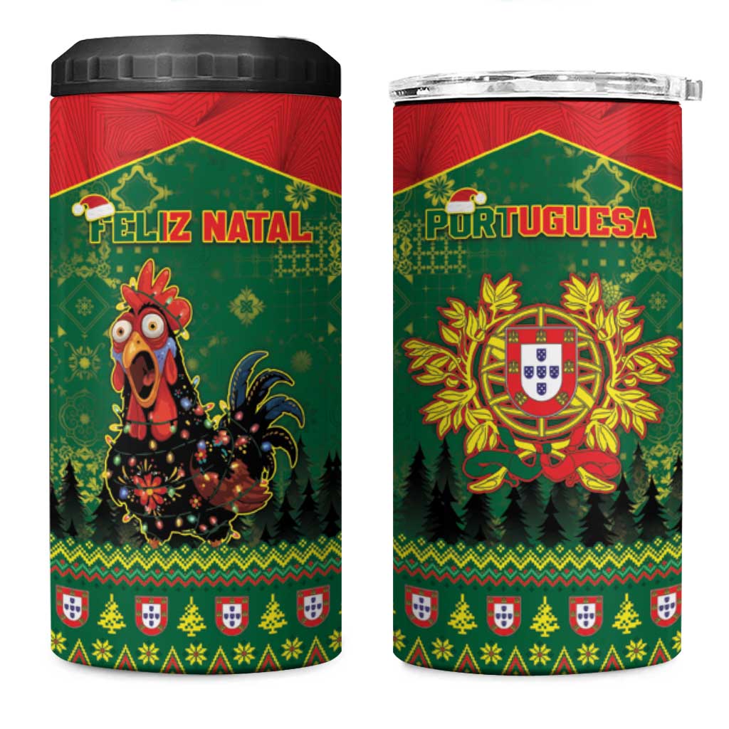 Portugal Christmas 4 in 1 Can Cooler Tumbler Funny Galo De Barcelos - Wonder Print Shop