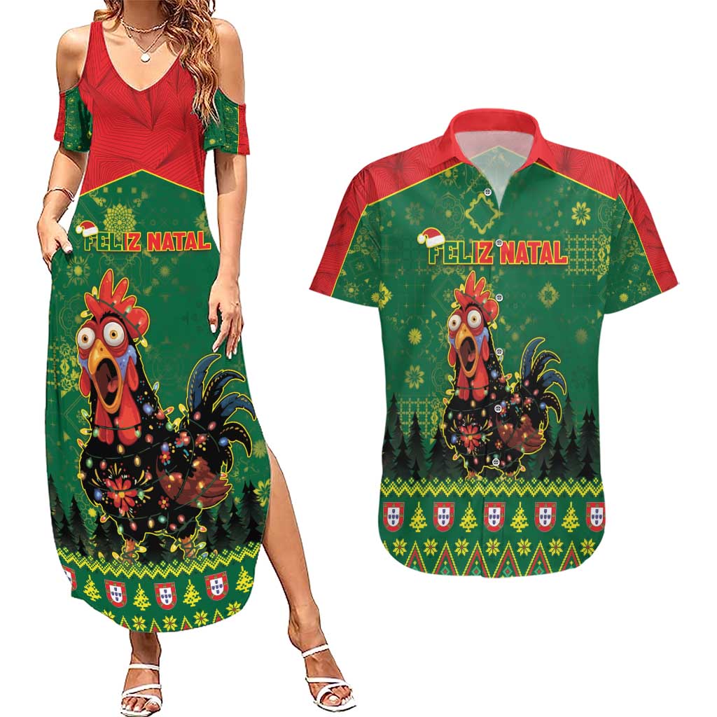 Portugal Christmas Couples Matching Summer Maxi Dress and Hawaiian Shirt Funny Galo De Barcelos - Wonder Print Shop