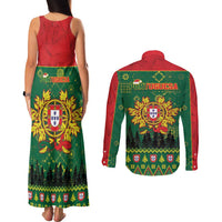 Portugal Christmas Couples Matching Tank Maxi Dress and Long Sleeve Button Shirt Funny Galo De Barcelos - Wonder Print Shop
