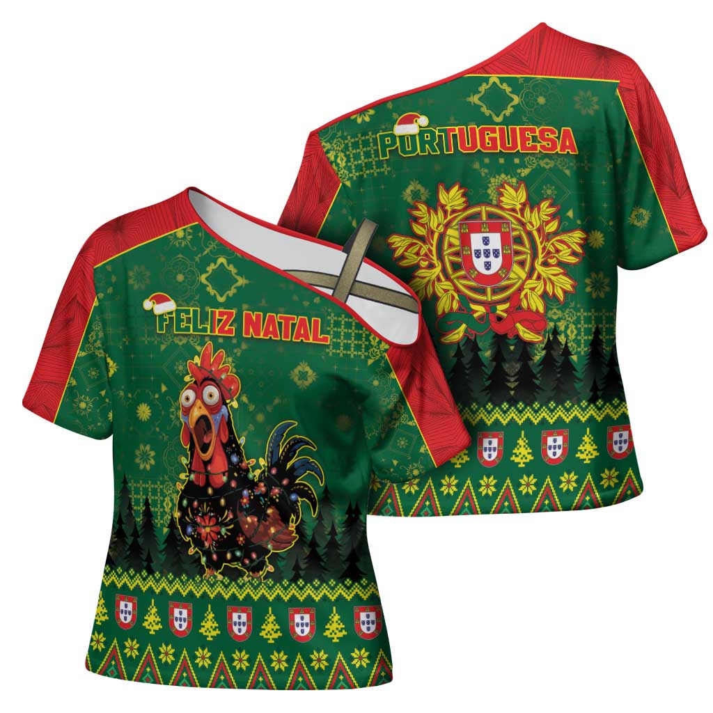 Portugal Christmas Cross Shoulder Shirt Funny Galo De Barcelos - Wonder Print Shop