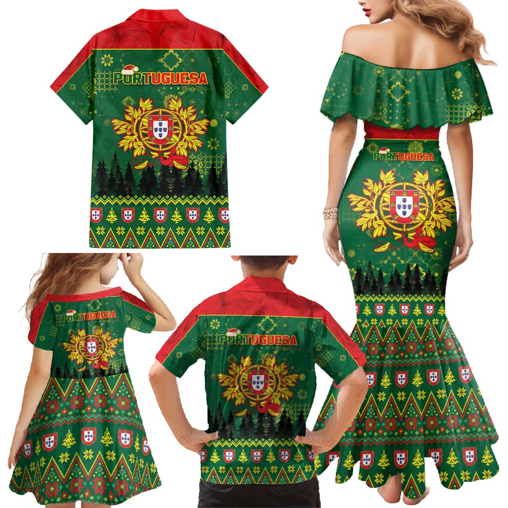 Portugal Christmas Family Matching Mermaid Dress and Hawaiian Shirt Funny Galo De Barcelos - Wonder Print Shop