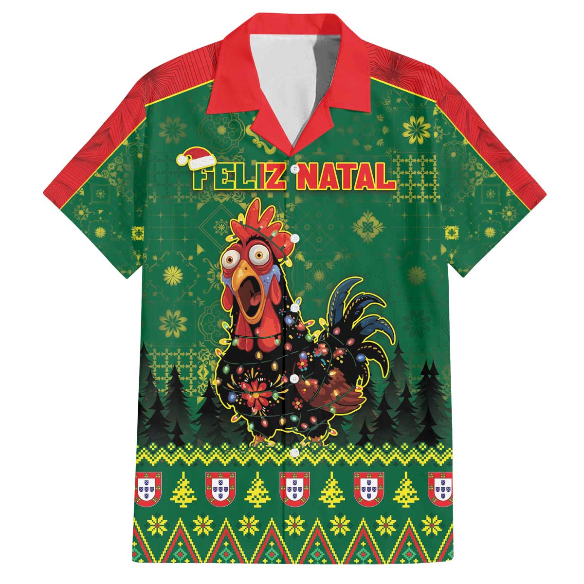 Portugal Christmas Family Matching Off The Shoulder Long Sleeve Dress and Hawaiian Shirt Funny Galo De Barcelos - Wonder Print Shop