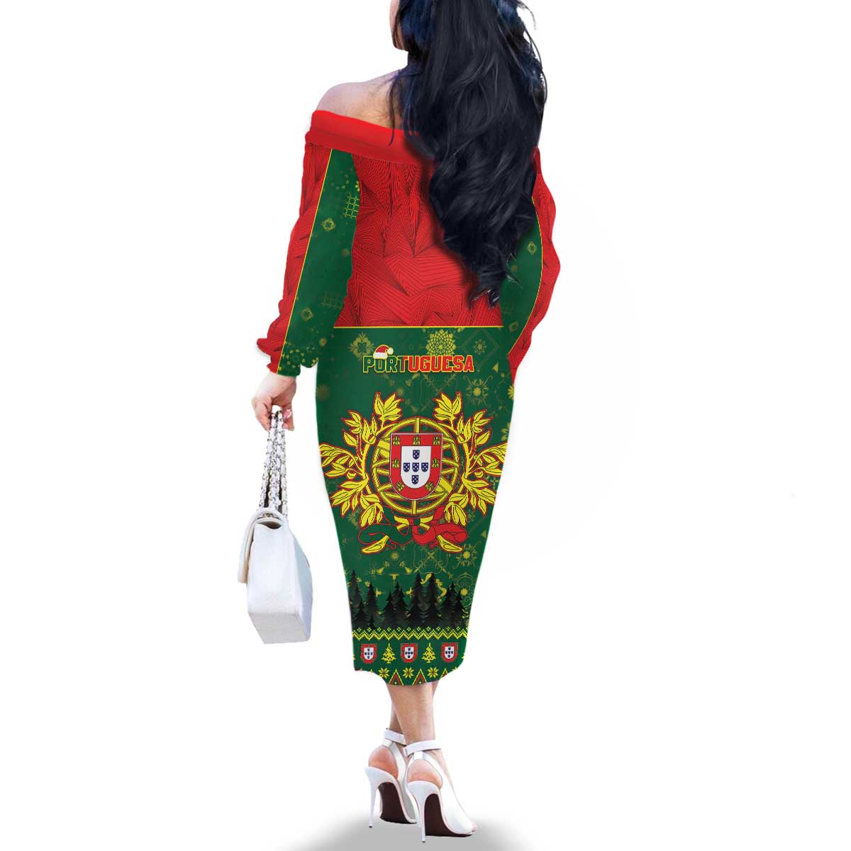 Portugal Christmas Family Matching Off The Shoulder Long Sleeve Dress and Hawaiian Shirt Funny Galo De Barcelos - Wonder Print Shop