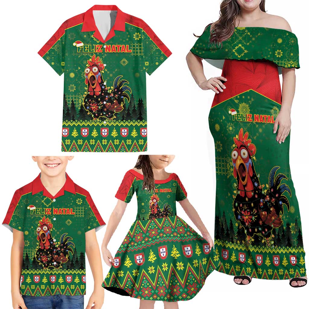 Portugal Christmas Family Matching Off Shoulder Maxi Dress and Hawaiian Shirt Funny Galo De Barcelos - Wonder Print Shop