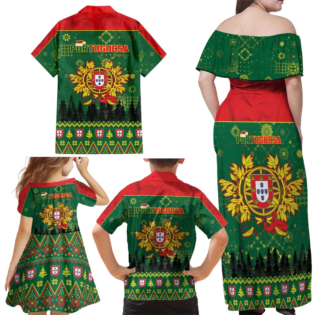 Portugal Christmas Family Matching Off Shoulder Maxi Dress and Hawaiian Shirt Funny Galo De Barcelos - Wonder Print Shop
