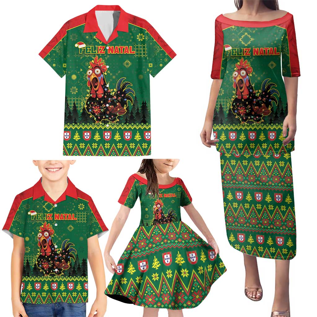 Portugal Christmas Family Matching Puletasi and Hawaiian Shirt Funny Galo De Barcelos - Wonder Print Shop