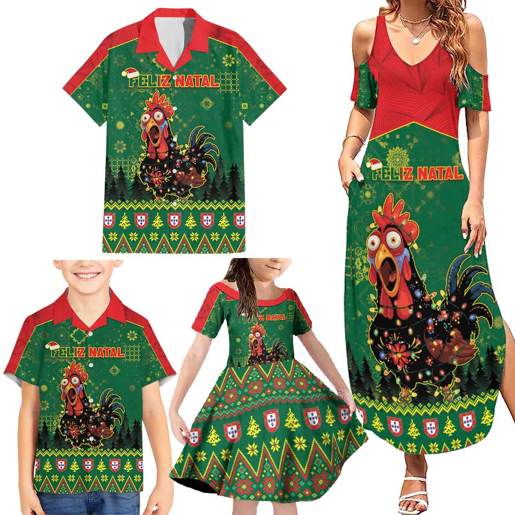 Portugal Christmas Family Matching Summer Maxi Dress and Hawaiian Shirt Funny Galo De Barcelos - Wonder Print Shop