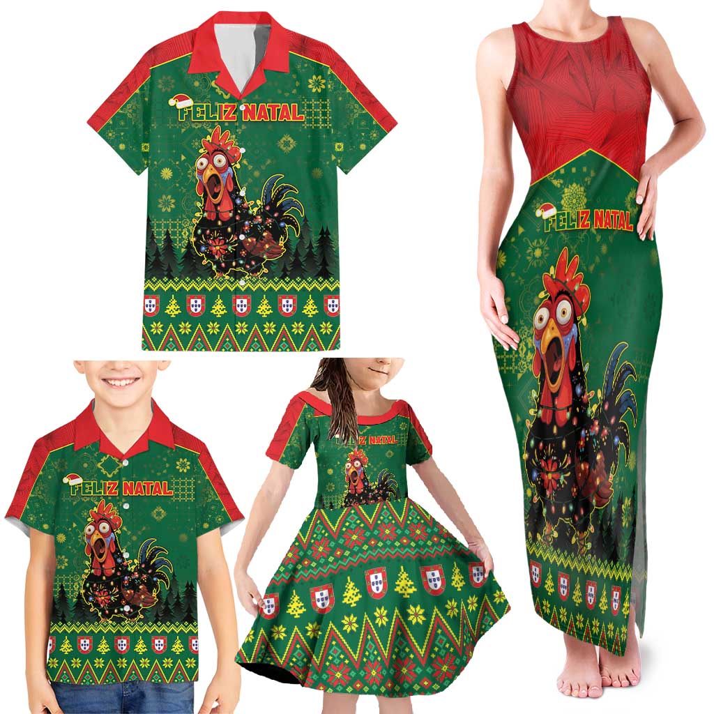Portugal Christmas Family Matching Tank Maxi Dress and Hawaiian Shirt Funny Galo De Barcelos - Wonder Print Shop