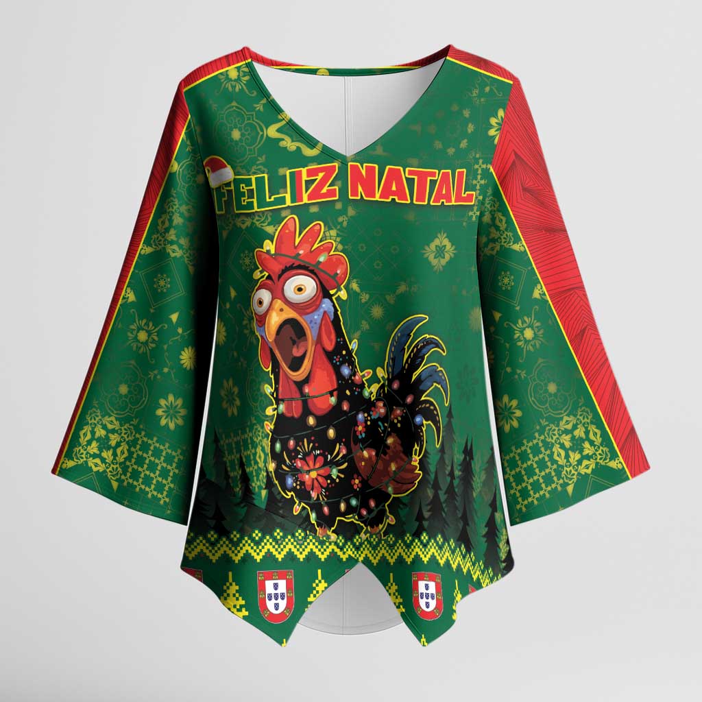 Portugal Christmas Kimono Sleeve Blouse Funny Galo De Barcelos - Wonder Print Shop