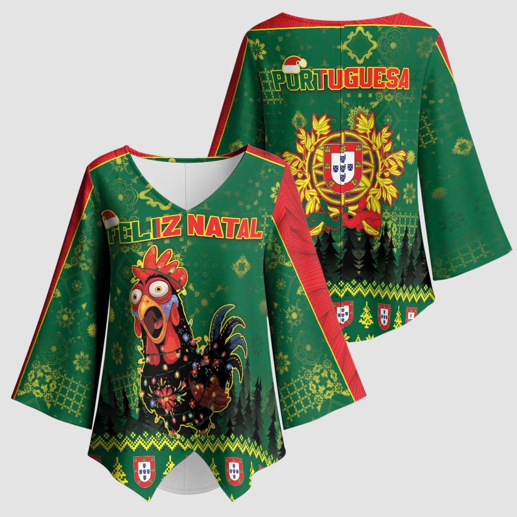 Portugal Christmas Kimono Sleeve Blouse Funny Galo De Barcelos - Wonder Print Shop