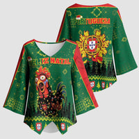 Portugal Christmas Kimono Sleeve Blouse Funny Galo De Barcelos - Wonder Print Shop