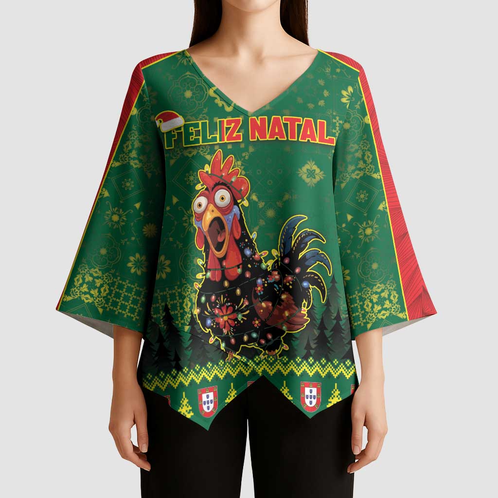 Portugal Christmas Kimono Sleeve Blouse Funny Galo De Barcelos - Wonder Print Shop