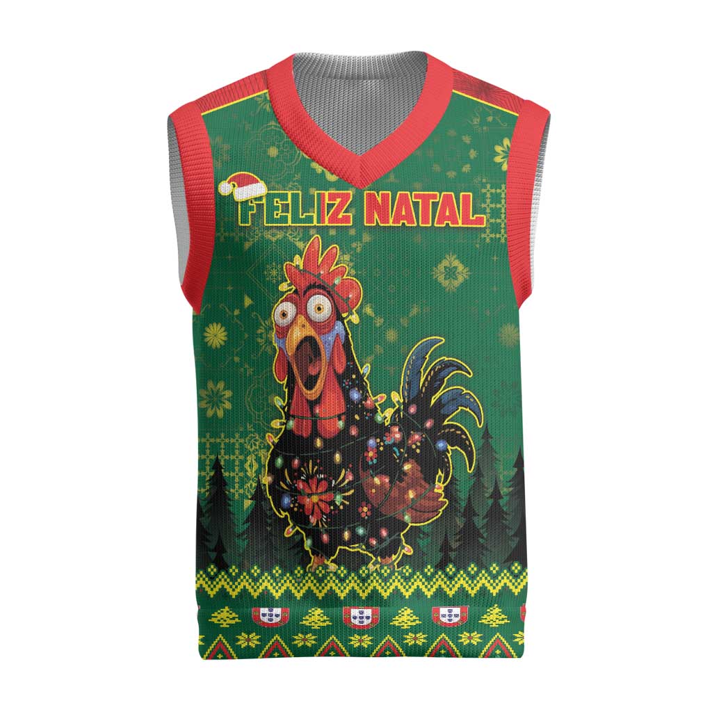 Portugal Christmas Knitted V-Neck Vest Funny Galo De Barcelos - Wonder Print Shop