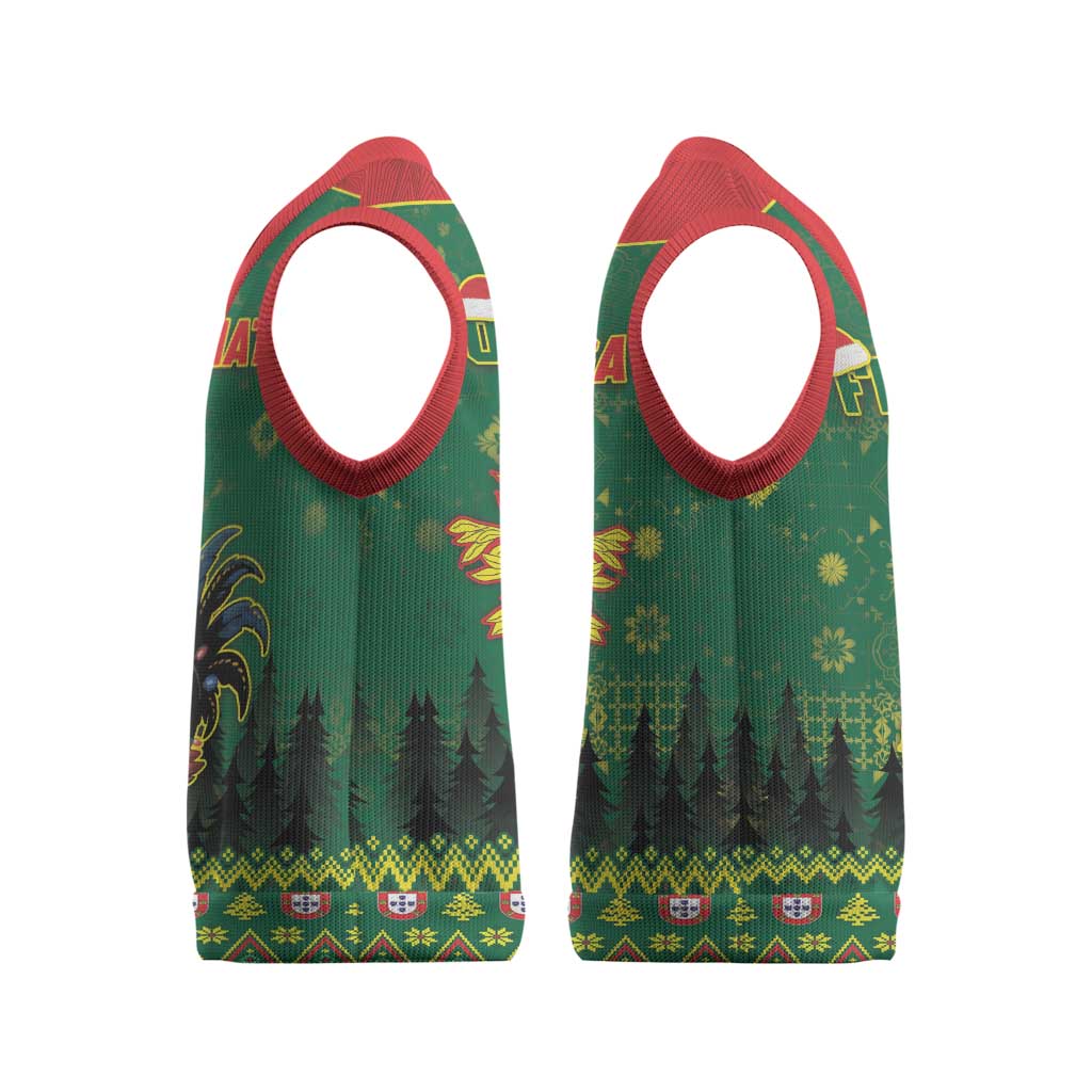 Portugal Christmas Knitted V-Neck Vest Funny Galo De Barcelos - Wonder Print Shop