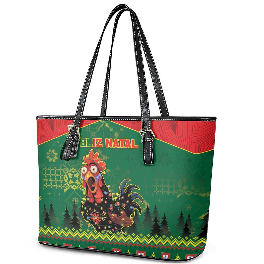 Portugal Christmas Leather Tote Bag Funny Galo De Barcelos - Wonder Print Shop