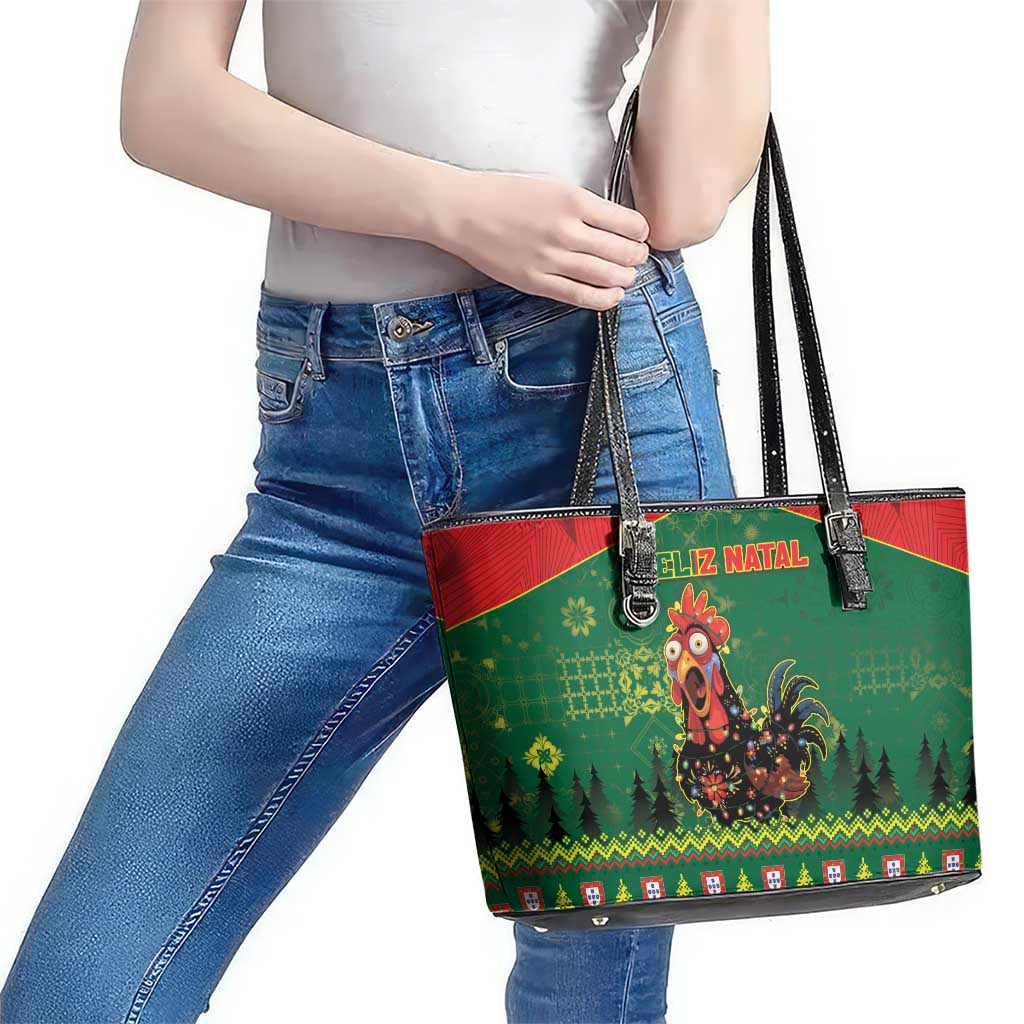 Portugal Christmas Leather Tote Bag Funny Galo De Barcelos - Wonder Print Shop