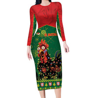 Portugal Christmas Long Sleeve Bodycon Dress Funny Galo De Barcelos - Wonder Print Shop