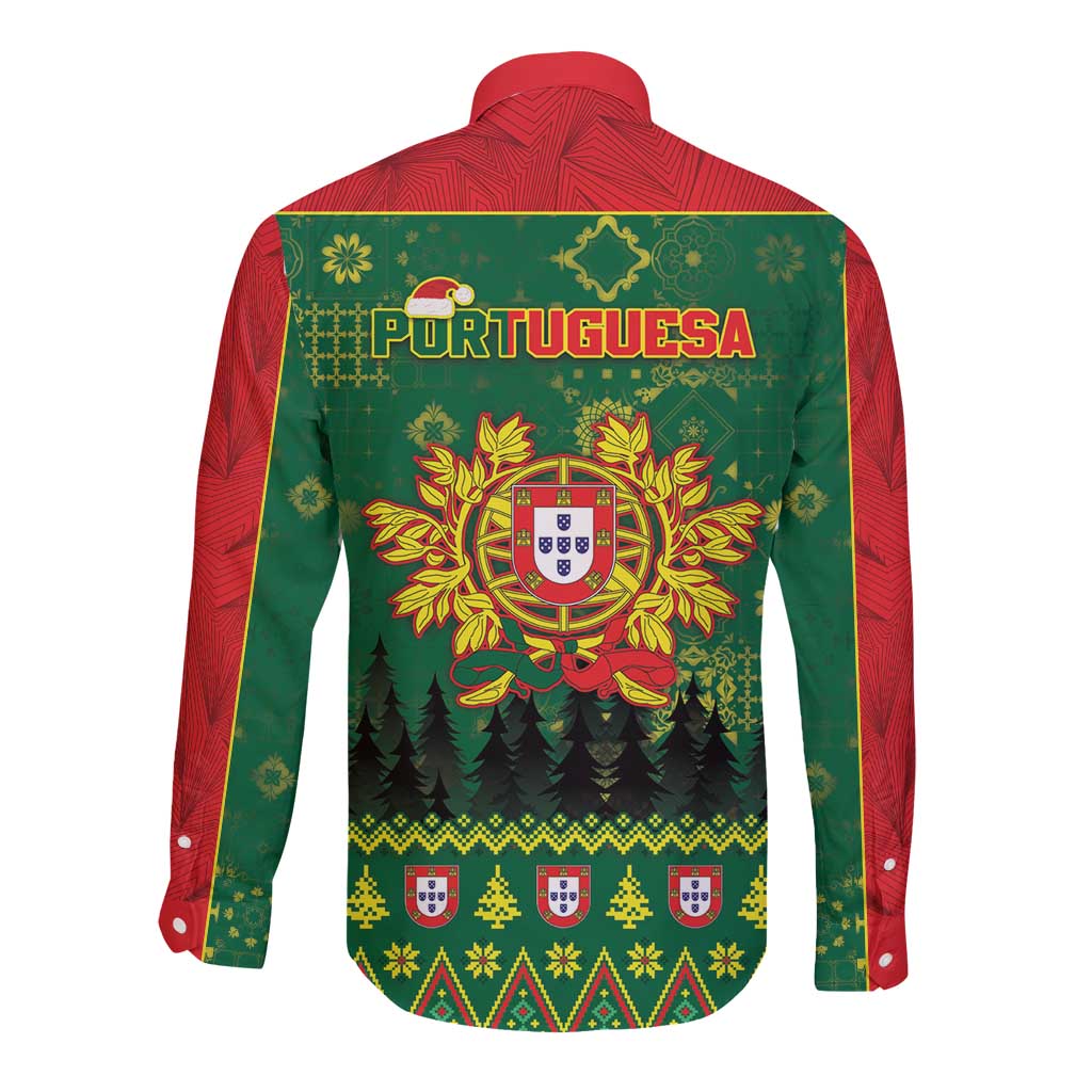 Portugal Christmas Long Sleeve Button Shirt Funny Galo De Barcelos - Wonder Print Shop