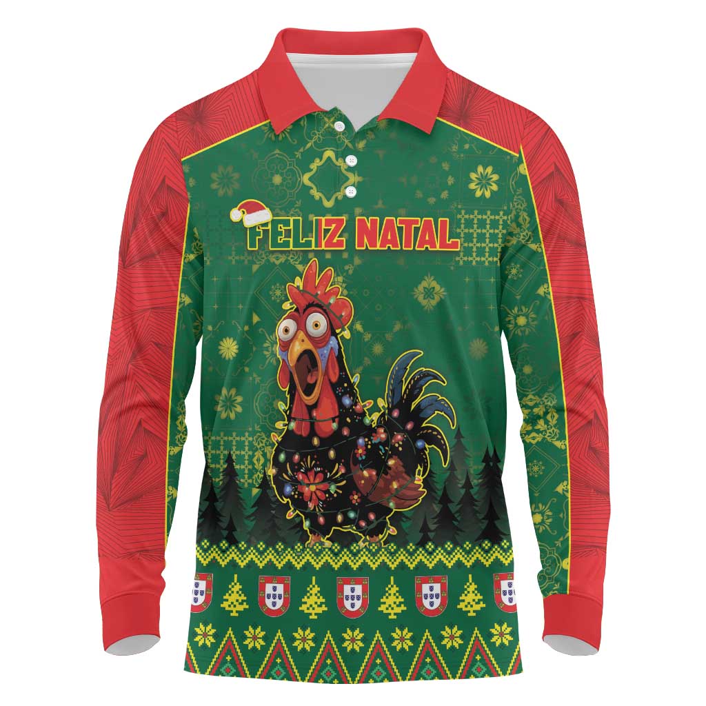 Portugal Christmas Long Sleeve Polo Shirt Funny Galo De Barcelos - Wonder Print Shop