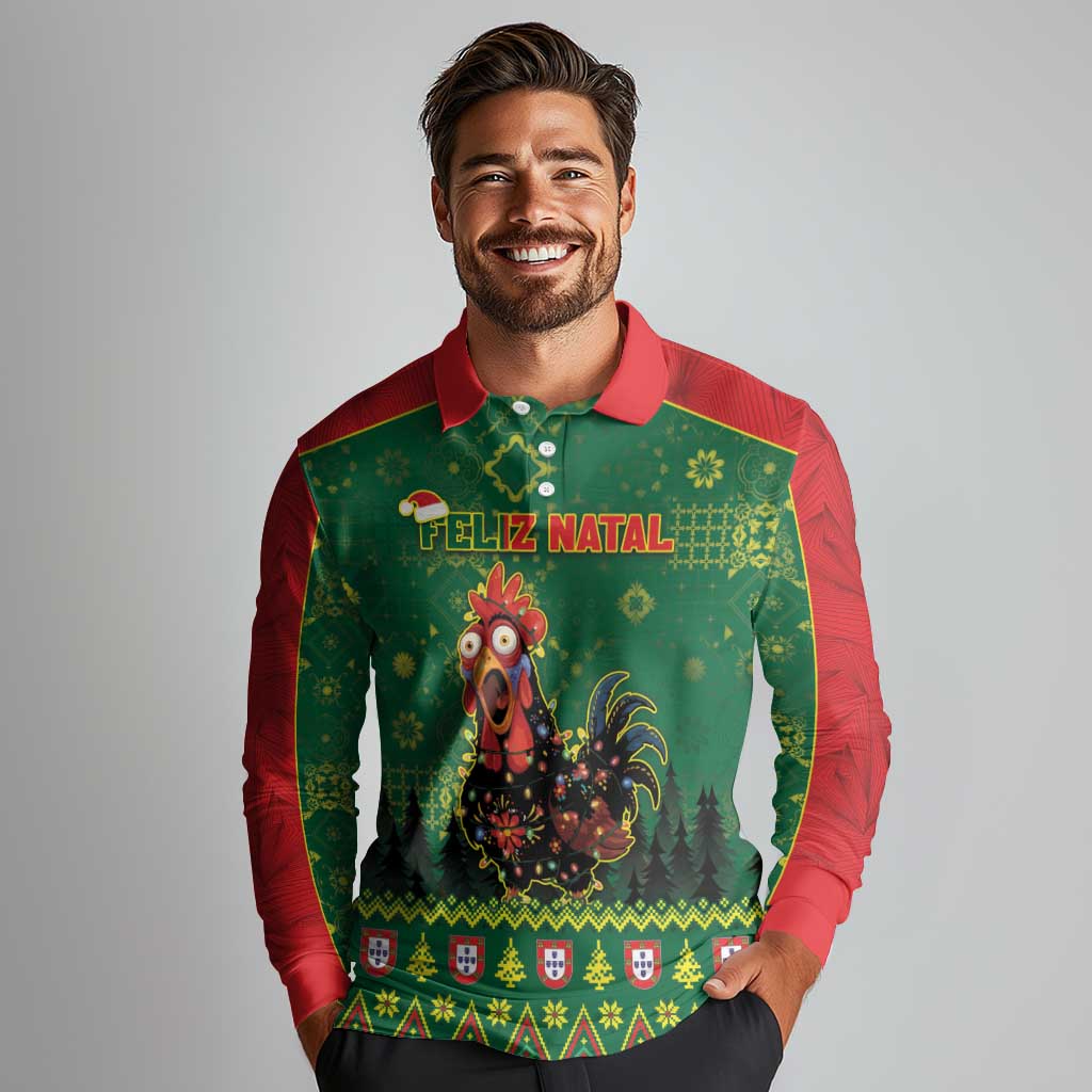 Portugal Christmas Long Sleeve Polo Shirt Funny Galo De Barcelos - Wonder Print Shop