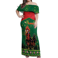 Portugal Christmas Off Shoulder Maxi Dress Funny Galo De Barcelos - Wonder Print Shop