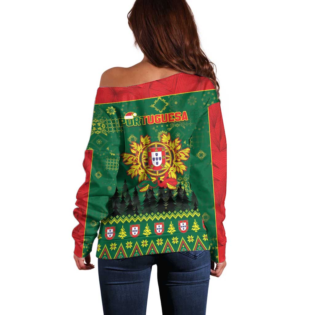 Portugal Christmas Off Shoulder Sweater Funny Galo De Barcelos - Wonder Print Shop