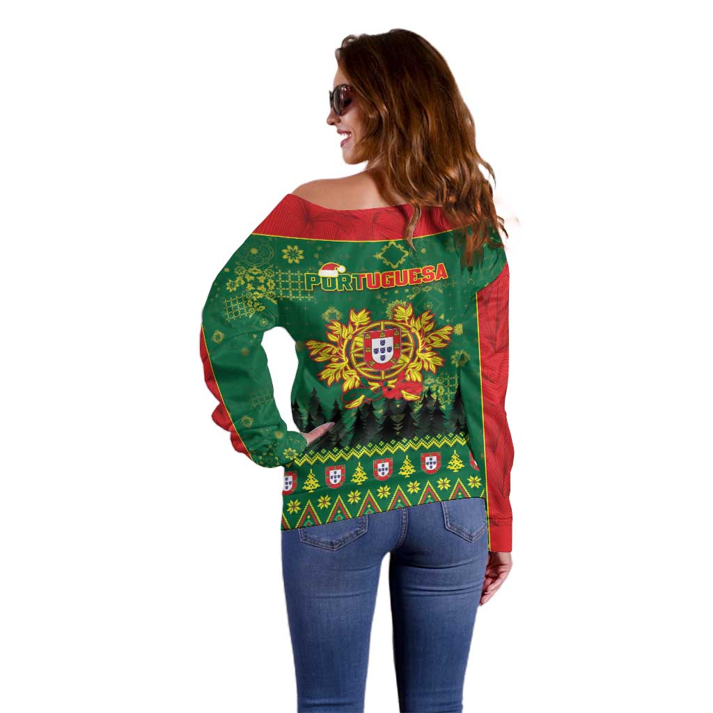 Portugal Christmas Off Shoulder Sweater Funny Galo De Barcelos - Wonder Print Shop