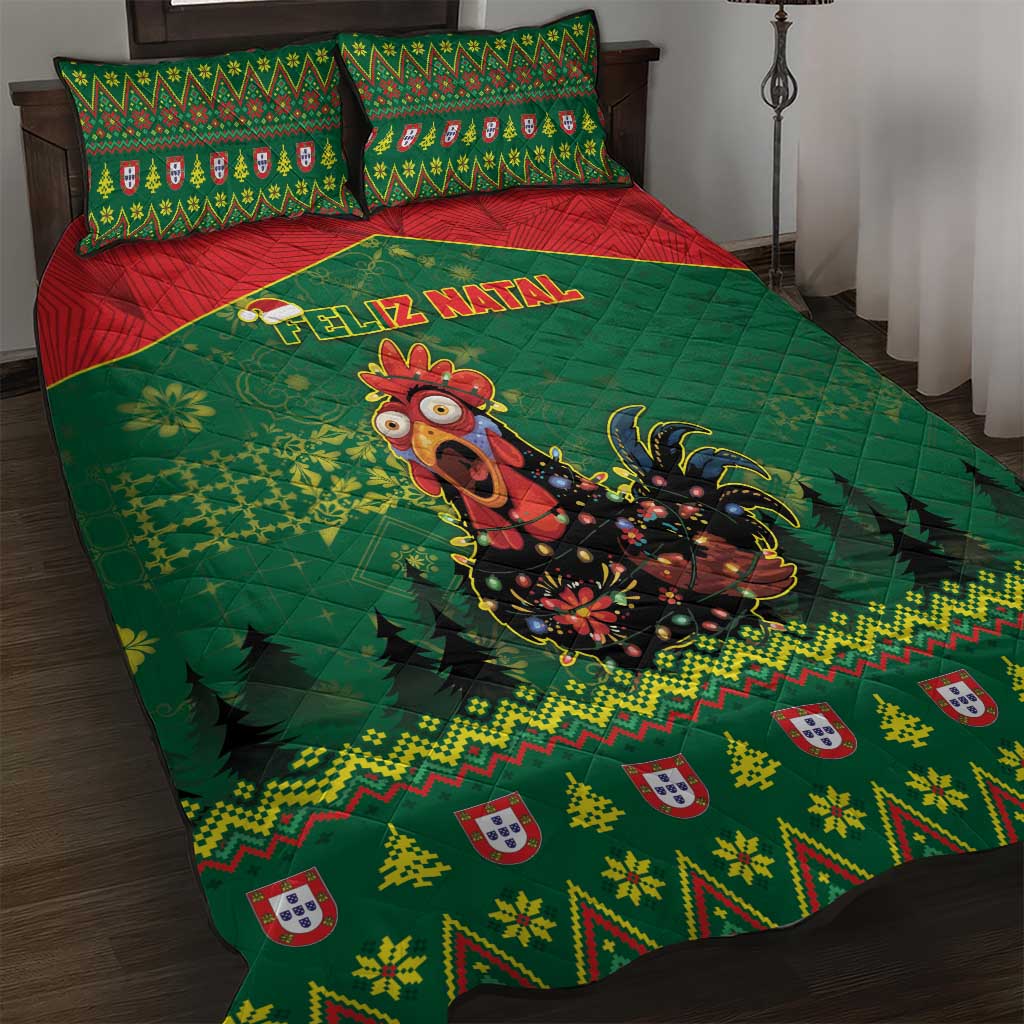 Portugal Christmas Quilt Bed Set Funny Galo De Barcelos - Wonder Print Shop