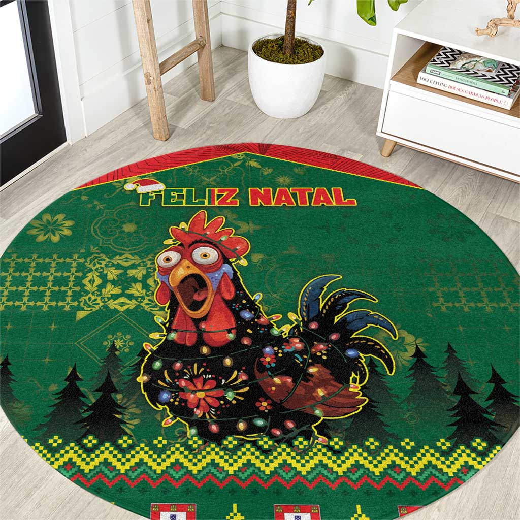 Portugal Christmas Round Carpet Funny Galo De Barcelos - Wonder Print Shop