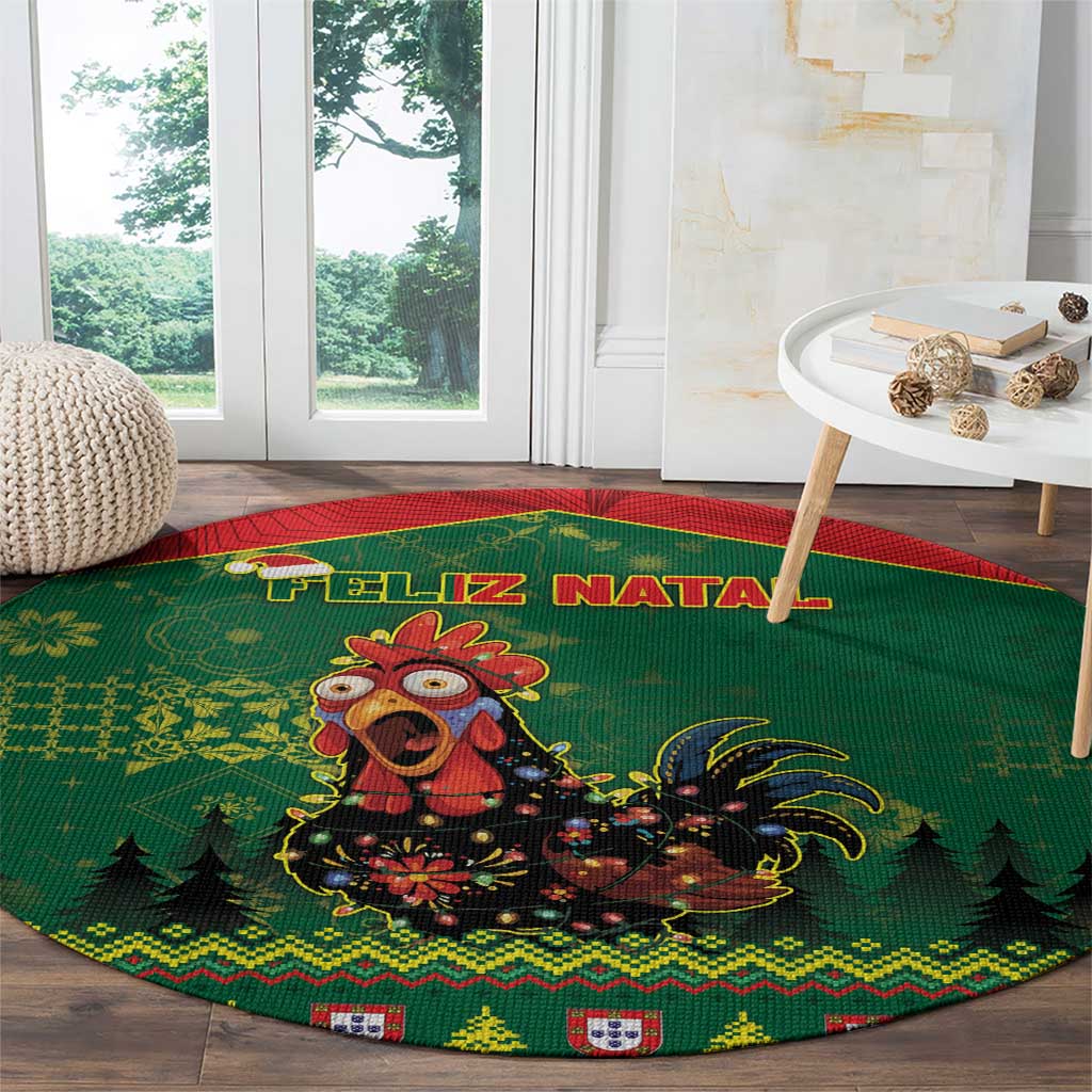 Portugal Christmas Round Carpet Funny Galo De Barcelos - Wonder Print Shop
