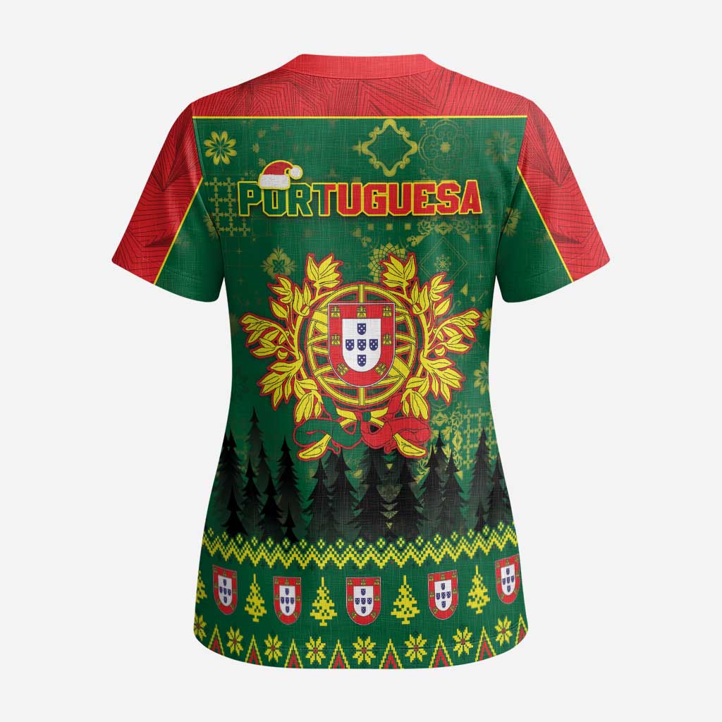 Portugal Christmas Scrub Top Funny Galo De Barcelos - Wonder Print Shop