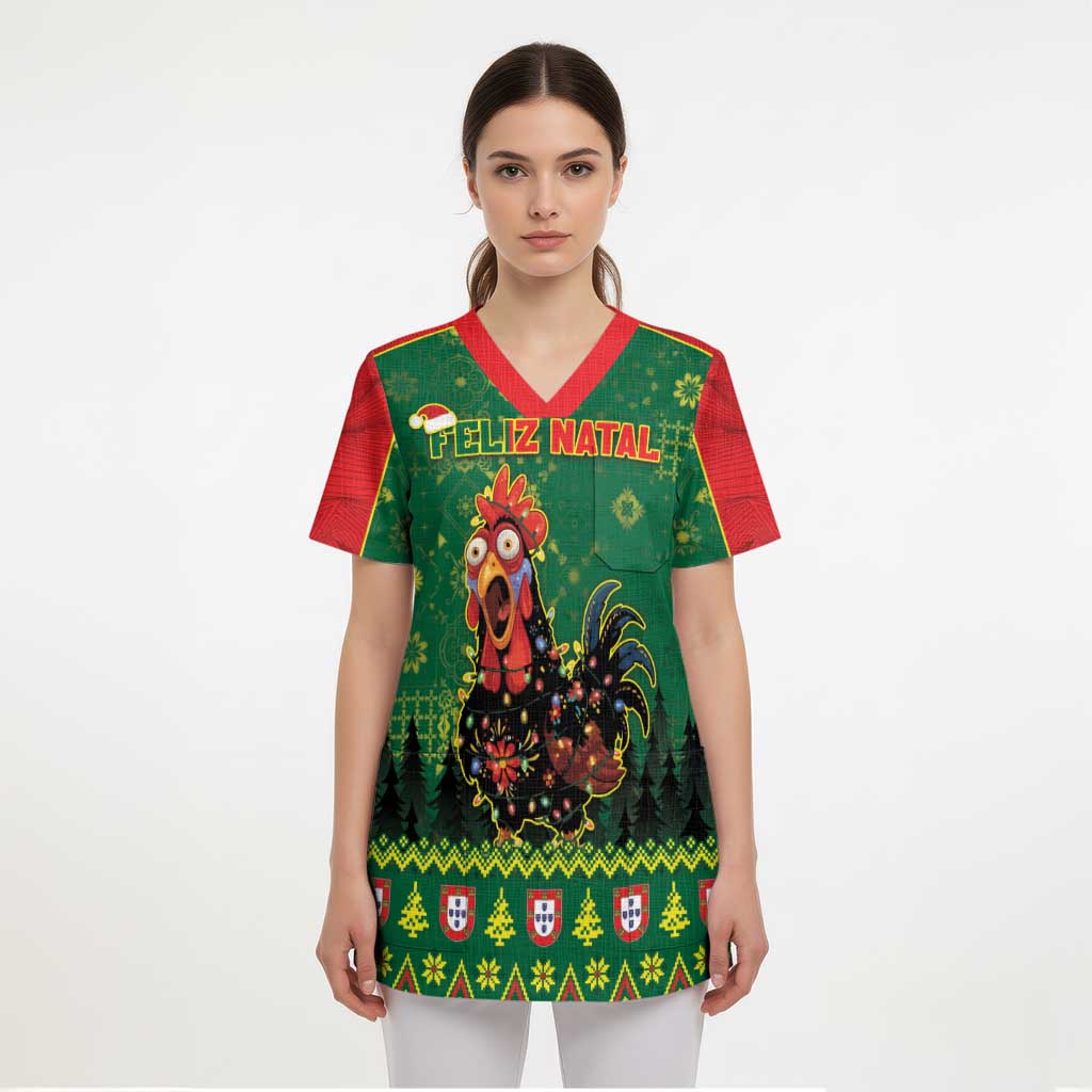 Portugal Christmas Scrub Top Funny Galo De Barcelos - Wonder Print Shop