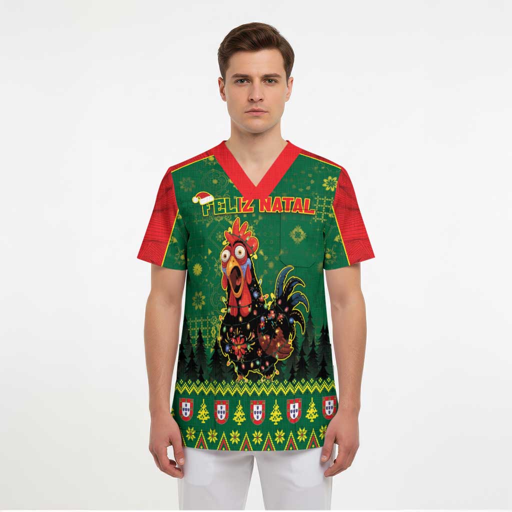 Portugal Christmas Scrub Top Funny Galo De Barcelos - Wonder Print Shop