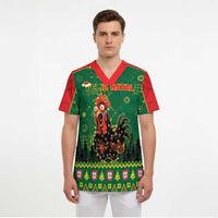 Portugal Christmas Scrub Top Funny Galo De Barcelos - Wonder Print Shop