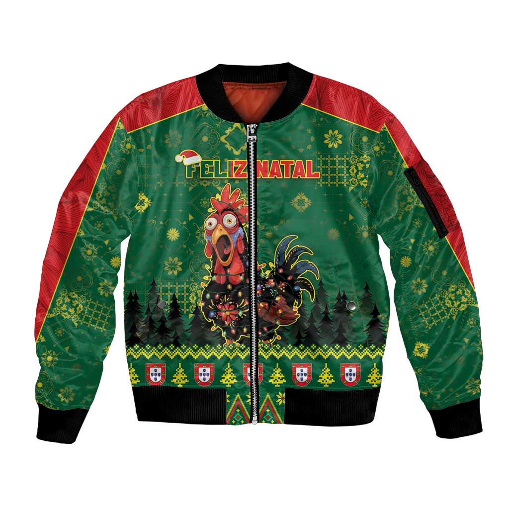 Portugal Christmas Sleeve Zip Bomber Jacket Funny Galo De Barcelos - Wonder Print Shop