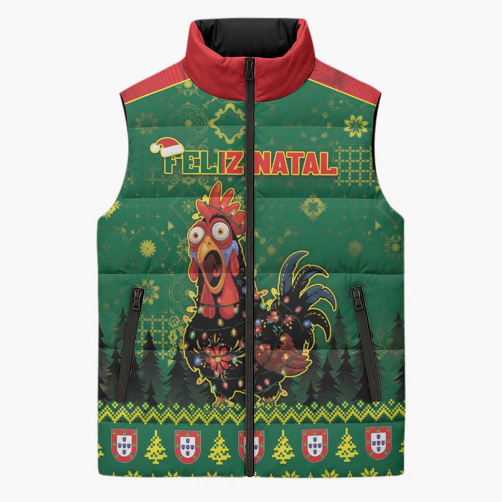 Portugal Christmas Sleeveless Puffer Jacket Funny Galo De Barcelos - Wonder Print Shop