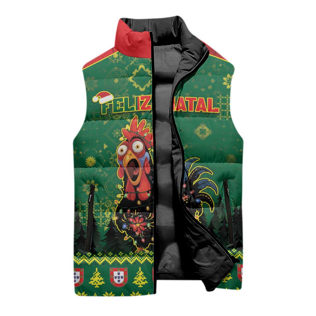Portugal Christmas Sleeveless Puffer Jacket Funny Galo De Barcelos - Wonder Print Shop