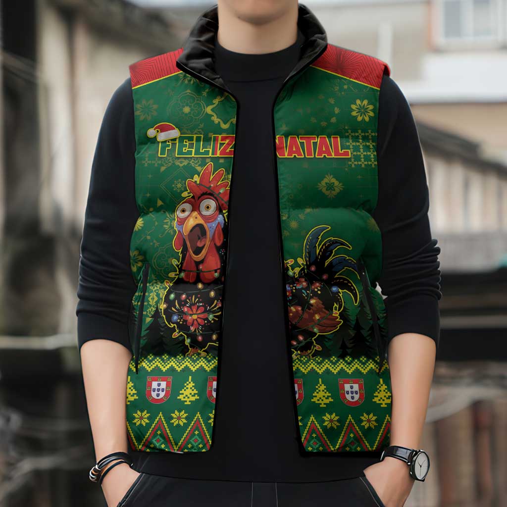 Portugal Christmas Sleeveless Puffer Jacket Funny Galo De Barcelos - Wonder Print Shop