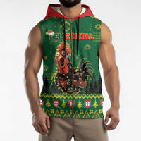 Portugal Christmas Sleeveless Zip Hoodie Funny Galo De Barcelos - Wonder Print Shop