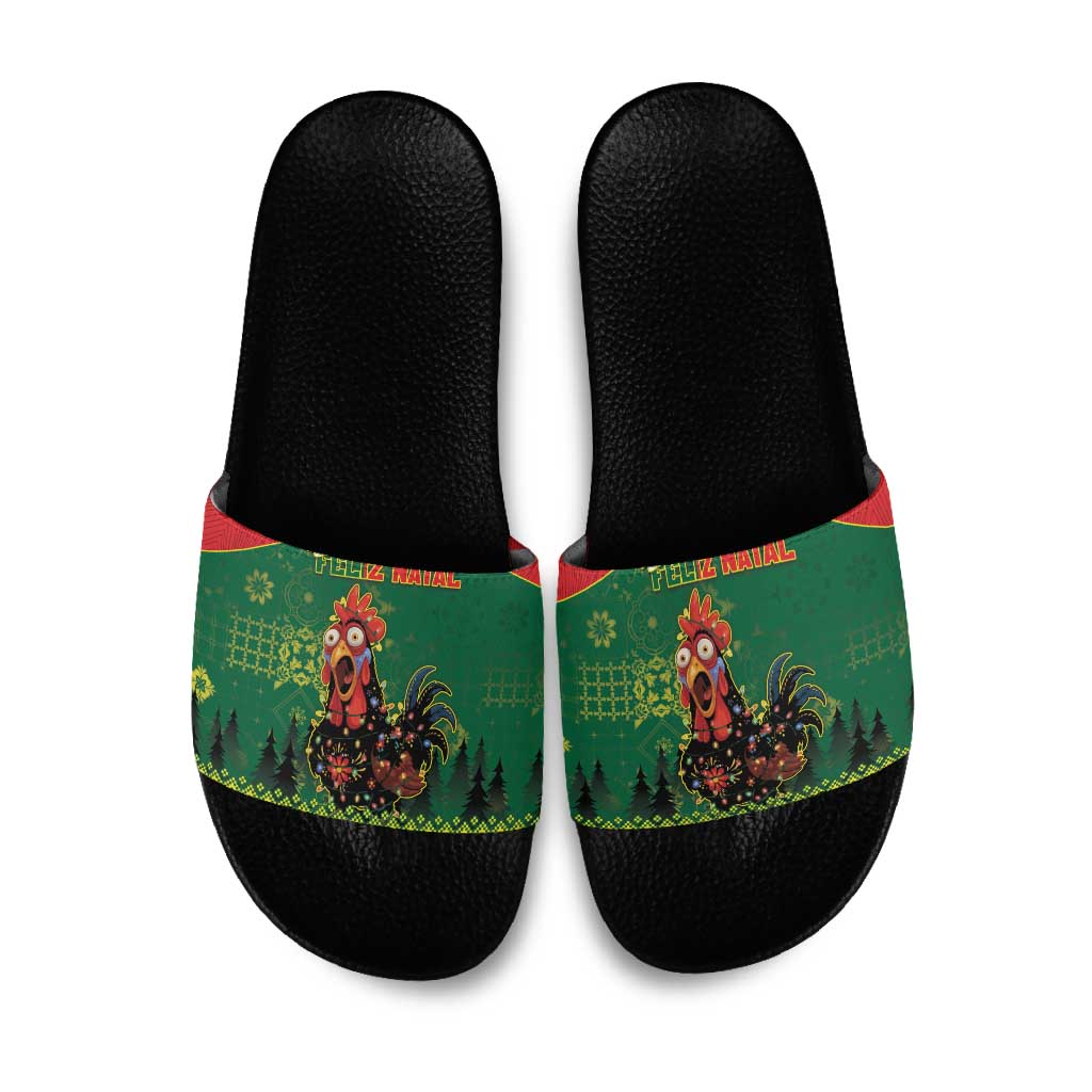 Portugal Christmas Slide Sandals Funny Galo De Barcelos - Wonder Print Shop