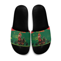 Portugal Christmas Slide Sandals Funny Galo De Barcelos - Wonder Print Shop