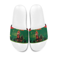 Portugal Christmas Slide Sandals Funny Galo De Barcelos - Wonder Print Shop
