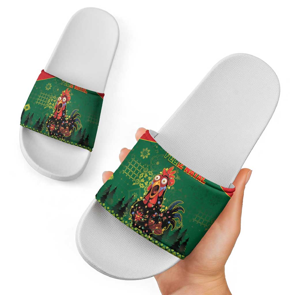 Portugal Christmas Slide Sandals Funny Galo De Barcelos - Wonder Print Shop